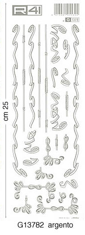 Decorazioni trasferibili: Foglio cm9x25 Nastri argento