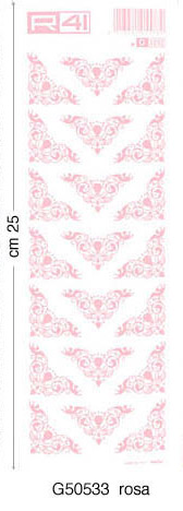 Decorazioni trasferibili: Foglio cm9x25 Angoli rosa
