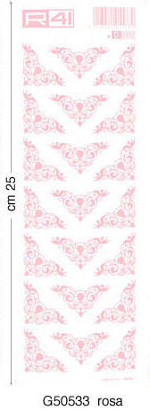 Decorazioni trasferibili - Foglio cm 9x25 - Angoli rosa