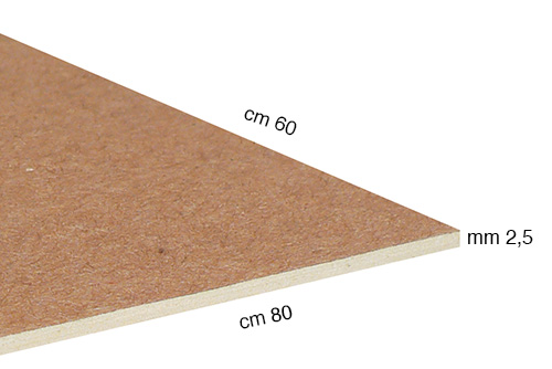 Cartone in pasta di legno bianco liscio 60x80 spess.mm 2,5