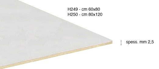 Cartone in pasta di legno bianco liscio 80x120 spess.mm 2,5