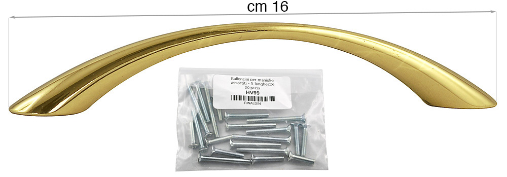 Coppia di maniglie in ottone con set di bulloncini - cm 16