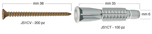 Tasselli 6 mm universali per viti - Confez.100 pezzi