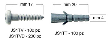 Tasselli per viti JS1TV per binario Top Rail 100 pz