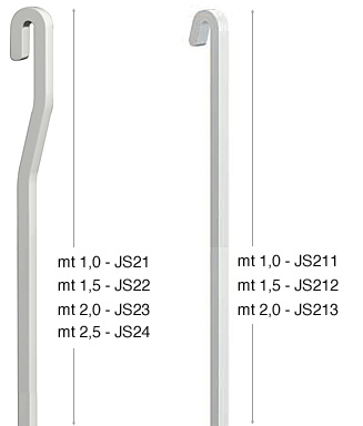 Asse verticale bianco diritto in acciao - metri 1,5