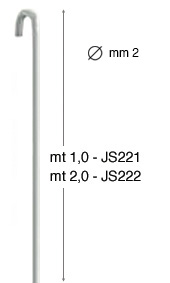Asse verticale bianco in acciaio diam.2mm - peso max 20kg - mt 2