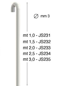 Asse verticale bianco in acciaio - diametro mm 3 - mt 1,5
