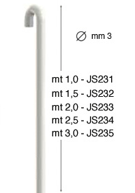 Asse verticale in acciaio, bianco, diam.3mm - peso max 20kg - mt 1,5