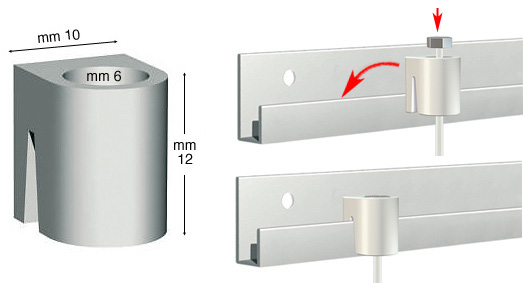 Blocchetto cilindrico per binario Classic Rail allum - 10 pz