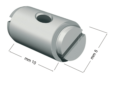 Blocchetto cilindrico metallico per filo in perlon - Confez.25 pz