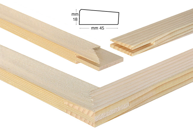 Listelli legno per telai mm 45x18 - Lunghezza cm 150