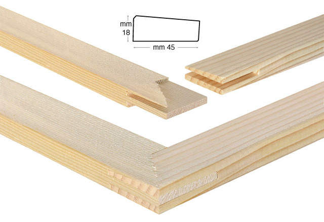 Listelli legno per telai di mm 45x18 - Lunghezza cm 50