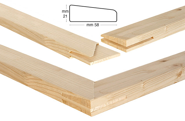 Listelli abete per telai di mm 58x21 - Lunghezza cm 180