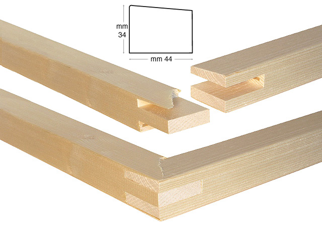 Listelli legno per telai mm 44x34 - Lunghezza cm 25