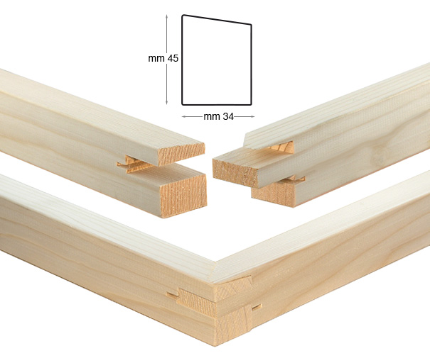 Listelli abete per telai di mm 34x45 - Lunghezza cm 70