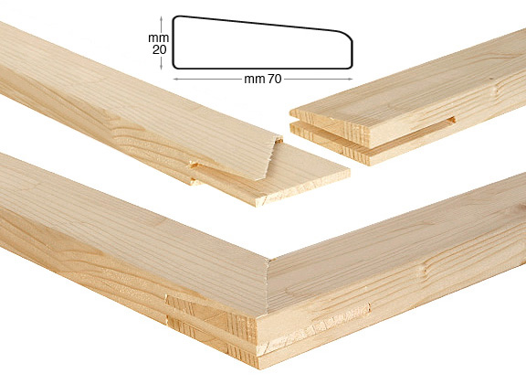 Listelli legno per telai mm 70x20 - Lunghezza cm 150