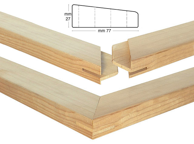Listelli abete per telai di mm 77x27 - Lunghezza cm 80
