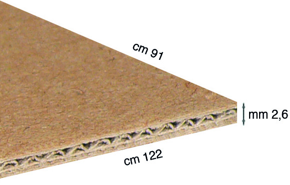 Cartone ondulato Corri-Cor spess.2,6 anti-umidità cm 91x122