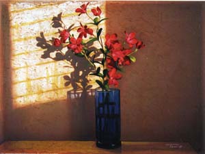 Poster: Darashkevich: Fiori rossi in vaso - cm 80x60