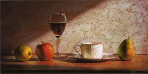 Poster: Darashkevich: Caffé, vino, frutta - cm 100x50