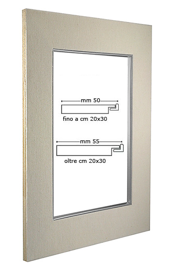 Passepartout tela filo argento cm 20x30