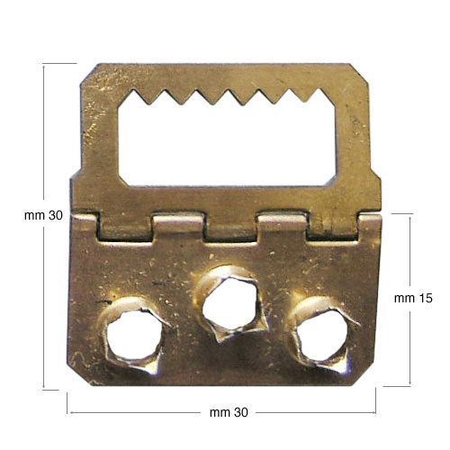 Attaccaglie 3 fori snodate ottonate con punte aguzze - 5000pz