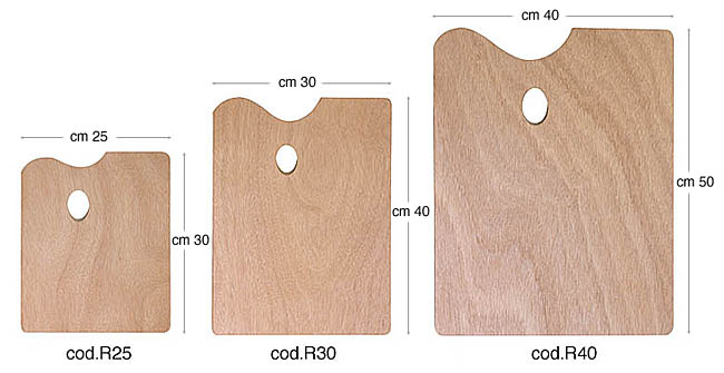 Tavolozze rettangolari in legno spessore mm 5 - cm 25x30 