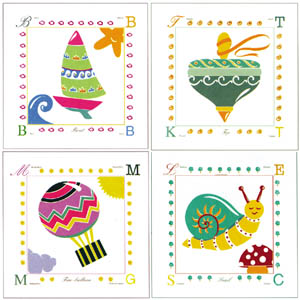 Serie di 4 stampe: Baby Alphabet - cm 30x30