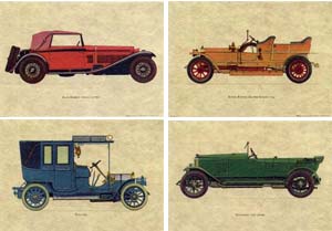 Serie di 4 stampe: Macchine d'epoca - cm 35x25