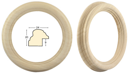 Cornice tonda in legno grezzo, diametro cm 16