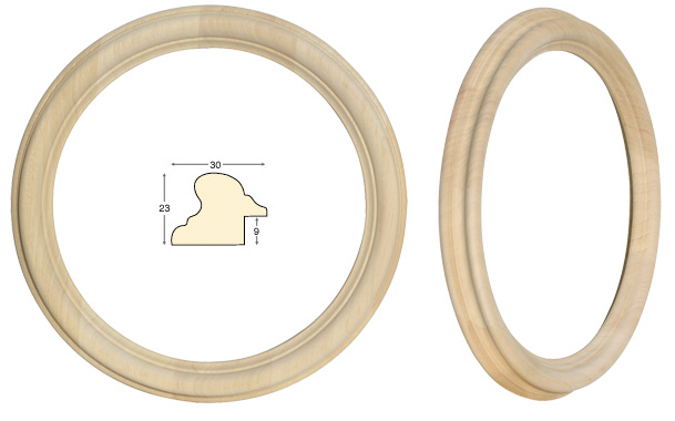 Cornice tonda in legno grezzo, diametro cm 20