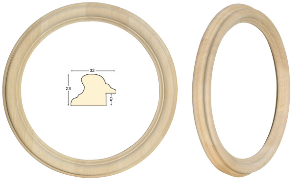 Cornice tonda in legno grezzo, diametro cm 24
