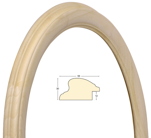Cornice tonda in legno grezzo, diametro cm 40