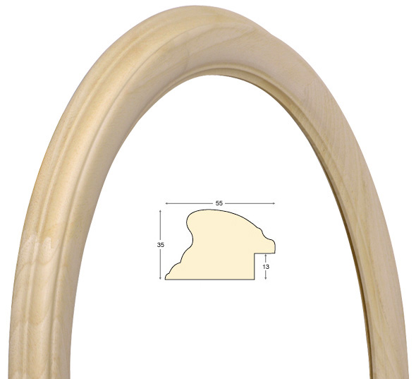Cornice tonda in legno grezzo, diametro cm 60