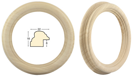 Cornice tonda in legno grezzo, diametro cm 8