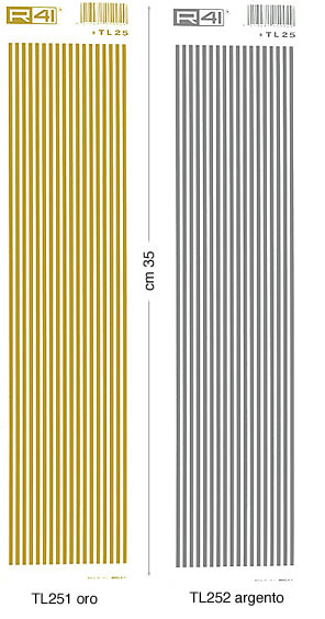 Decorazioni trasferibili - Foglio cm 9x35 - Linee oro