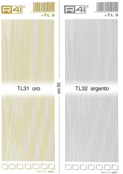 Decorazioni trasferibili - Foglio cm 9x35 - Linee oro