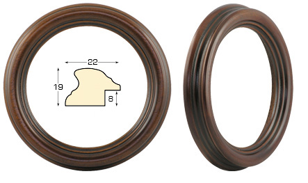 Cornice tonda noce anticato, diametro cm 12