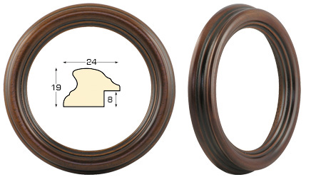 Cornice tonda noce anticato, diametro cm 14