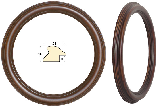 Cornice tonda noce anticato, diametro cm 22