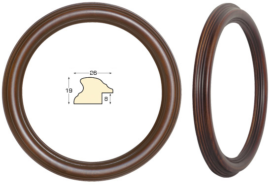 Cornice tonda noce anticato, diametro cm 24