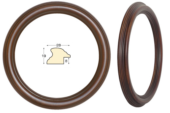 Cornice tonda noce anticato, diametro cm 30