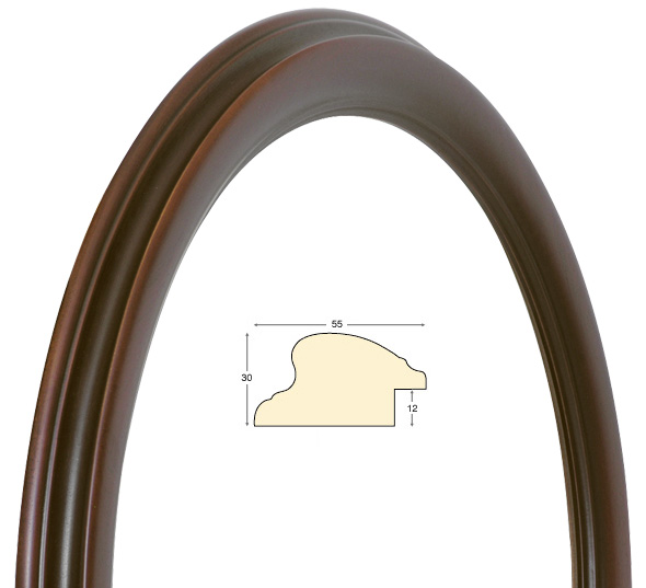 Cornice tonda noce anticato, diametro cm 40