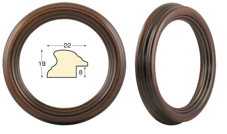 Cornice tonda noce anticato diametro cm 8