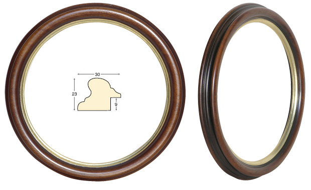 Cornice tonda noce filo or,o diametro cm 20