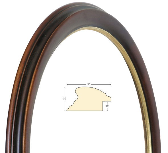 Cornice tonda noce filo oro, diametro cm 50