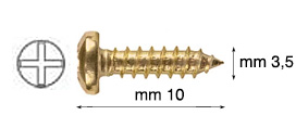 Viti ferro ottonato testa cilindrica mm 3,5x10 - Conf.1000 viti