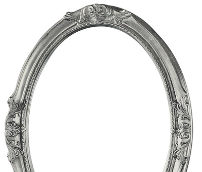 Cornice ovale decorata cm 30X40 finitura argento   