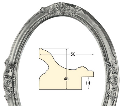 Cornice ovale decorata cm 30x40 finitura argento
