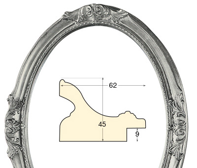 Cornice ovale decorata cm 40x50 finitura argento